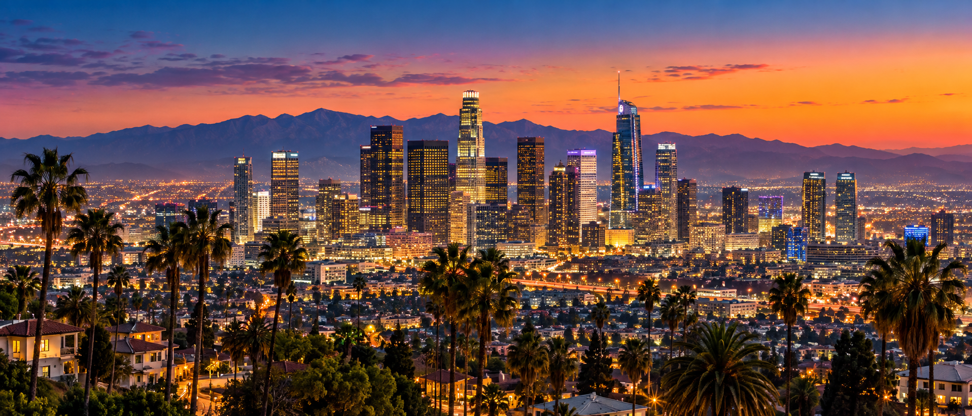 Los Angeles Twilight Skyline Panorama